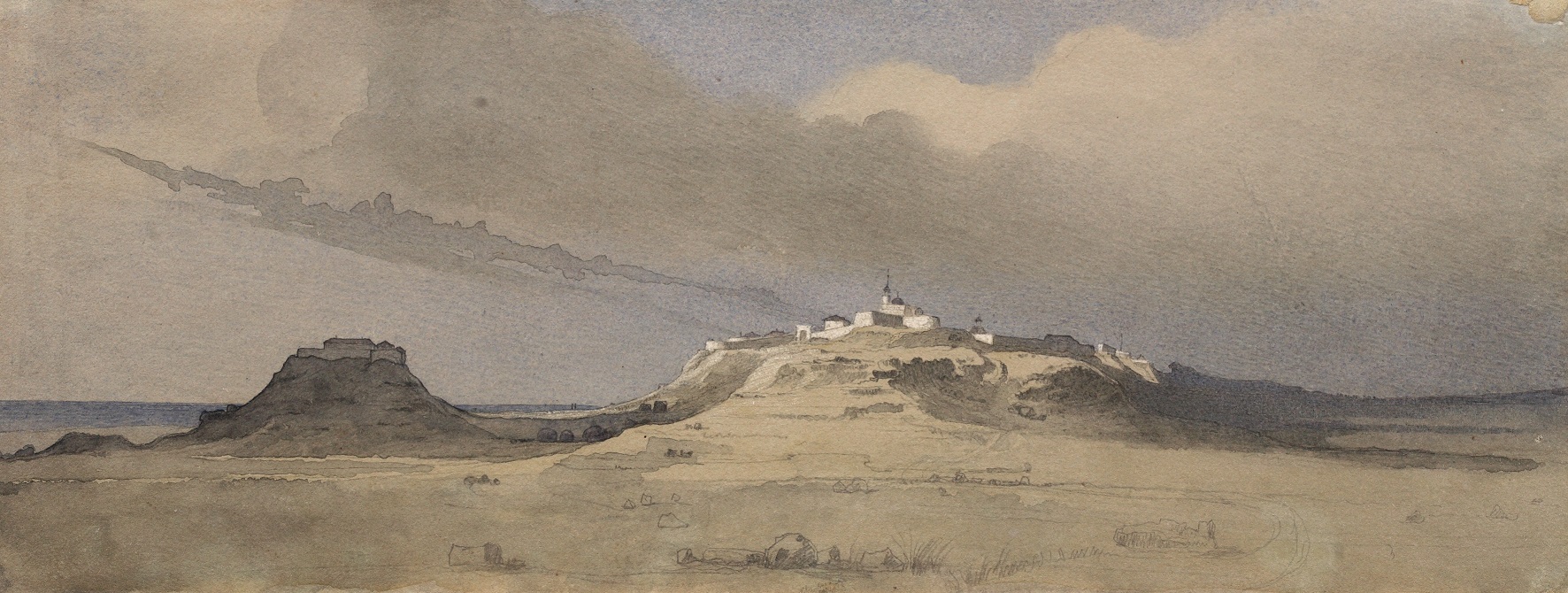 Fort Novopetrovsk from the Khiva Road, 1856-1857, watercolour